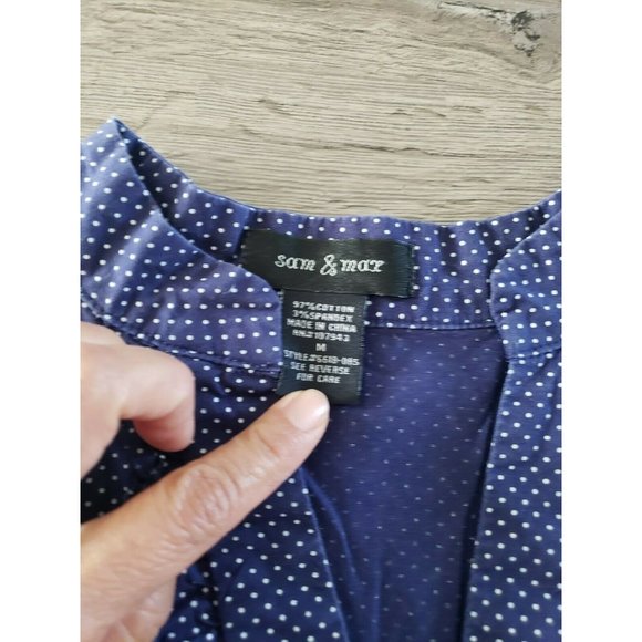 Sam & Max Navy Dress With White Polka Dots In Size Medium - Picture 6 of 6